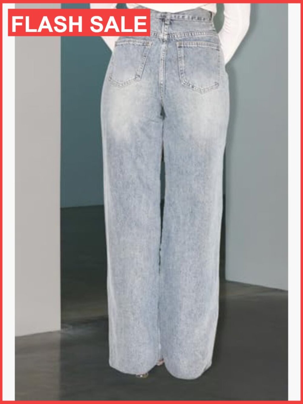 High Waist Straight Leg Baggy Stretchy Loose Denim Jeans - Picture 5 of 7